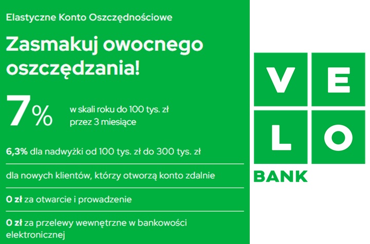 Elastyczne konto oszczędnościowe Velo bank rachunek oszczędnościowy