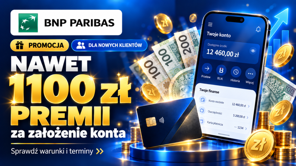 BNP Paribas 1100 zł za założenie konta